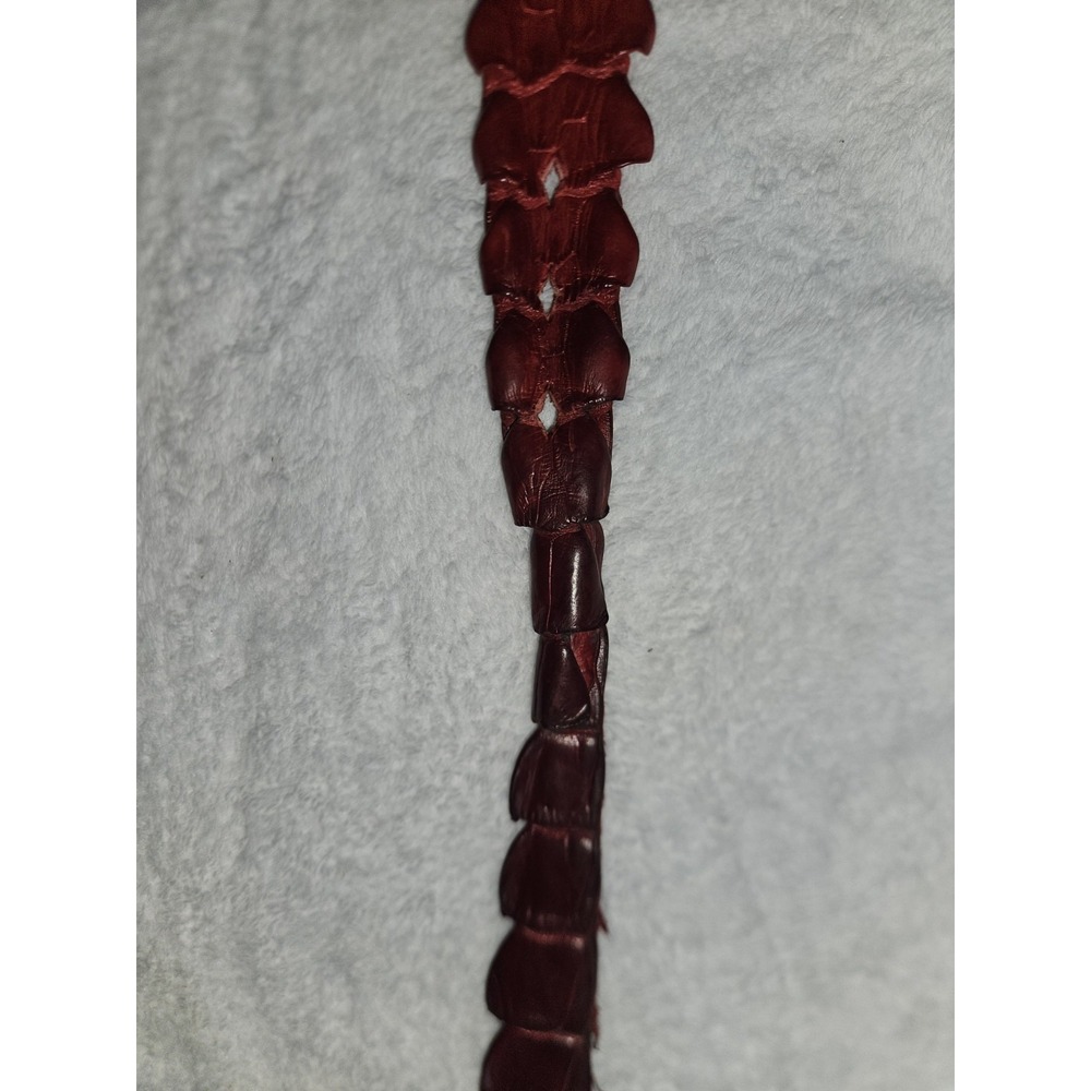 Vintage Caiman Hornback Belt Exotic Western Leather Taxidermy Red Alligatoridae - Picture 9 of 16
